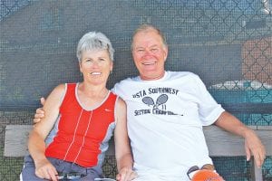 The Fisherman’s Picnic Mixed 50 doubles champions are Laural Swifka and Jim Swifka of Green Valley, AZ. They won the championship by defeating Phyllis Oldenburg of Prior Lake and John Muus of Grand Marais, 6-0,6-0.