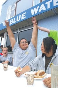 Part of the fun of Fisherman's Picnic is eating—and for some people— eating large quantities! The Blue Water Café once again held a hot dog eating contest and the 2011 champion was Eric Gonzales who finished off five hotdogs in 2 minutes and 10 seconds.