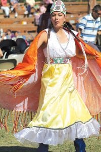 Autumn Clearwater-Day of Grand Portage, the 2009 Senior Princess, was among the many dancers at the Grand Portage Traditional Rendezvous Days PowWow on Friday – Sunday, August 13 – 14, 2011. There were activities at the PowWow grounds and the Grand Portage National Monument voyageur encampment throughout the weekend. See more Rendezvous Days memories on pages B2-B3.