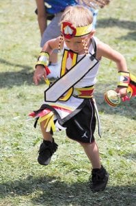 It is wonderful to see young people taking part in the Grand Portage traditional PowWow, like this tiny fancy dancer.