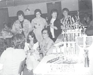 Dale Saethre of Grand Marais and Ormond Beach, Florida shared this photo from the days when Cook County had a bowling alley. These ladies were the Bowling League champions in 1975-76. Kneeling in front are Betty Speck and Mary Olin. (L-R, back) Dolly Johnson, Nona Smith, Bev Lindskog, Dale Saethre.