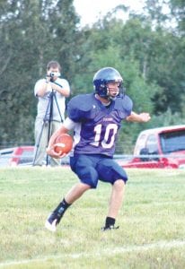 Dylan Quaife was named Viking offensive player of the game for the 52-yard catch-and-run score he made in the third quarter to give the Vikings a 6-0 lead over a tough Barnum Bombers foe.