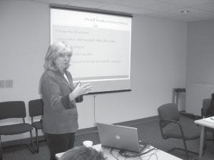 Gayle Kvenvold, president and CEO of St. Paul-based Aging Services of Minnesota, the state’s largest association of aging services organizations, talked to the North Shore Hospital board September 15 about demographic changes that will affect the need for aging services and workers in Minnesota in coming years. With a cabin in Lutsen, she is also familiar with issues related to Cook County North Shore Hospital and Care Center.