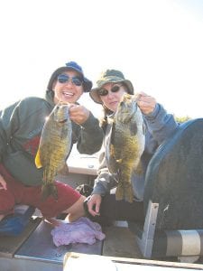 Doubles! Eugene and Kristen of Fairfield, Connecticut enjoyed a day of fishing with Joe Carlson of Joe’s Inland Fishing last week. They hooked these two huge bass seconds apart. The bass were two of the many they caught that day.