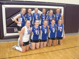 The Cook County Vikings headed to the Hill City Volleyball Tournament with the goal to once again take the championship—and they did! The championship team is (L-R, front) Cecilia Olsen, Bekah Laky, Anna Carman, Taylor Ryden, Rachel Wieben. (L-R, back) Sarah Fagerman, Ashley Deschampe, Ali Iverson, Theresa Morrin, Michaela Buchheit, Abbey Sutton.