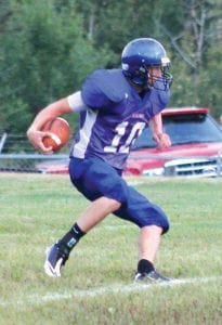 Above: Senior wide receiver Dylan Quaife is having a great year for the Vikings. Quaife is a strong, sure-handed receiver who also has a good bit of leg speed to run by any defenders he doesn’t knock down. On defense he covers wide receivers and he also runs back punts and kick-offs. Right: How good has the Vikings' defense been this season? Following an opening season loss to Esko the Vikings have given up 24 points over the last three games. The kids rarely give up a big play, stick to their assignments and tackle well. As head coach Mitch Dorr said, “The defense is getting better every week.”