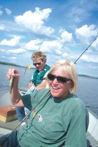 How’s this for a big fish? That’s the question sent in along with this fish photo by Shirley Lindgren of Lutsen. Shirley (in back) and her friend Colleen Brennan, also of Lutsen, spent a fabulous day of fishing with Mike Berg of Seagull Creek Fishing Camp. Colleen shows off her “big” catch of the day. Not to worry, the women did get a few nice bass and walleyes as well.