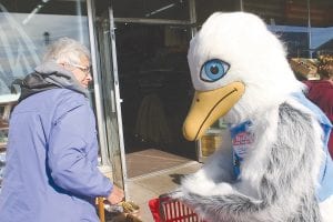 Shoppers at Joynes Ben Franklin weren’t too sure what to think about the department store’s new addition. Skipper the Seagull!