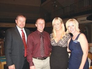 Jim Southwick (left), husband of Cook County High School graduate Jana (Stoskopf) Southwick, has been inducted into the Concordia College (Moorhead) Athletic Hall of Fame. He played defensive line for Concordia Football from 1984- 1987. Pictured here are Jim, son Zach, daughter Meghann, and wife Jana.