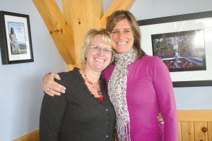 Successful author Susan May Warren (left) and one of her biggest fans, Maribeth Farley of Lutsen, greet each other after a talk Warren gave at a business networking luncheon at Angry Trout in October. Warren also runs a business that provides coaching for aspiring writers, and to keep her name out there, she has honed the art of blogging. She believes using social media and offering fresh information on business websites is imperative to keeping customers interested and involved.