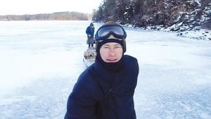 Pausing to pose for a photo on the ice adventure is Marco Manzo II