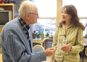 Recently, Don Ingram, a member of Eastern Star Emera Chapter No.160, delivered a check from the chapter to Care Center Activities Director Kay Rosenthal. The money will be used by the Care Center for beauty shop supplies and for raised garden beds next spring.