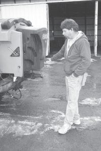 ISD 166 Transportation/Facilities Director Mike Groth gave the school board a tour of maintenance facilities on January 10. Outside the bus garage, he pointed out the sander that helps keep parking lots around the Cook County Schools complex free of ice. It is installed on a large pickup truck.