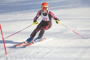 On any given day Anders Zimmer will lead the deep boys' slalom team. Anders placed ninth at the Giants Ridge meet to lead the team to first place in that competition.