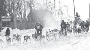 Before the John Beargrease Sled Dog Marathon began in 1980, there were a number of sled dog races in Cook County—many starting right in the City of Grand Marais. This photo shows energetic five-dog teams taking off from The Point in Grand Marais on February 9, 1978 in a fun run. The 2012 Beargrease Marathon has been cancelled due to lack of snow in the Duluth area, so the old Gunflint Mail Run is being revived. The approximately 100-mile 2012 Mail Run will start on Devil Track Lake at 4 p.m. on Monday, January 30. Mushers will travel from Devil Track to Trail Center where they will have a five-hour layover. The finish will be at Devil Track, probably before noon on Tuesday, January 31.