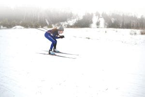 Mara MacDonell (above left) is not only a good writer, but also a very good cross-country skier. Mara is consistently the second best varsity skier behind Audrey Summers (top), but occasionally Mara beats Audrey as she did this past week in one race. Jaret Baker (above right) is improving steadily this season. He placed 11th at the Proctor Invitational junior varsity race.