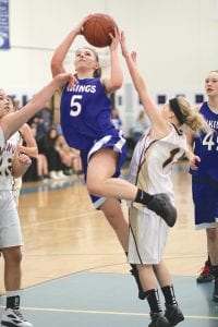 Senior guard Ashley Deschampe scored two of her game high 15 points here on this lay-up against Barnum, but it wasn’t enough as the Vikings fell 58-33 to the Bombers.