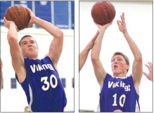 Colin Everson (30) hit several key 3-point shots for the Vikings in their win against Cromwell and Dylan Quaife (10) had his best day ever in a Viking uniform when he scored 29 points in the Cromwell game.