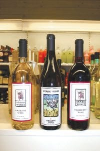 Stark Wines are now being sold at the Grand Marais Municipal Liquor Store. Their grape wine bears a label with artwork created by local artist Betsy Bowen.