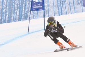 Team Lutsen’s Will Lamb skiing the Super G at the Junior Champs in Vail.