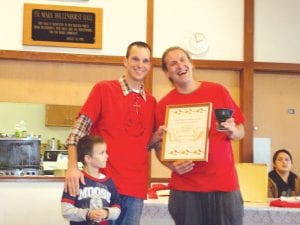 The winners of the “People’s Choice Award” was the Grand Marais Fire Department, with its “Mutual Aid” chili cooked up by John Hennemen, pictured with his son, Boston, and Gary Nesgoda. (Not pictured, Matt Conlin).