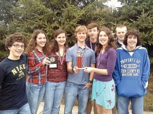 The Cook County Knowledge Bowl teams continue to shine in competition, earning a third and 13th place finish at regional competition. It is now on to state for one of the CCHS teams! (L-R) Will Seaton, Audrey Summers, Sarah Larsen, Ben Seaton, Sean MacDonell, Mara MacDonell, Lars Scannell, and Joey Chmelik.