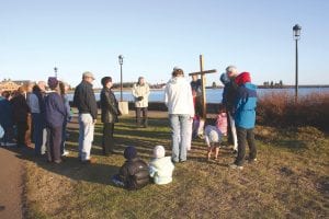 Right: Outlying churches were also included in the prayers. Stops were made along the way to pray for churches on the east and west ends of the county. One of the loveliest places to pray was on the Grand Marais waterfront.