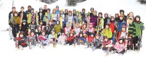 Cook and Lake county kids came together to form Team Lutsen this winter and the skiers, ranging from age 5 to 17, had a fantastic season. (L-R, front) Ray Dressely, Molly LaVigne, Anna Hay, Ella Sporn, Kalina Dimitrova, Weston Heeren, Tristan Surbaugh, Solstice Nies, Cayden Zimmer, Riley Goettl, Genevieve Silence. (L-R, second row) Riley Tarver, Hanna Borson, Anna Heeren, Masen McKeever, Halle Lamb, Claire LaVigne, Sela Backstrom, Reilly Wahlers, Elsa Lunde, Bianca Zimmer, Isak Terrill, True Nies, Lynden Blomberg. (L-R, third row) Ian Kurschner, Natassja Sheils, Lauren Thompson, Santina McMillan, Alyssa Martinson, Madysen McKeever, Logan Backstrom, Damian Zimmer, Caleb Phillips, Will Lamb, Erik Lawler, Matea Acero, Ezra Lunde, Vaughn Swindlehurst, Will Surbaugh, Ole Sorenson. (L-R, fourth row) Megan O’Neill, Molly Wickwire, Wade Ingram, Rick Backstrom, Charles Lamb, Ava McMillan, Megan Lehto, Luke Fenwick, Kyle Martinson, Melanie Stoddard, Charlie Lawler, Jenny Lamb. (Not pictured: Danica and Dellia Barrett, Alex, Sophie, Peter and Penny Robinson, Ella Sorenson, Jack, Kevin and Kylie Viren.)