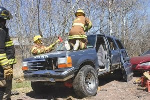 The Cook County Emergency Services Conference on April 27-28 offered many hands-on training opportunities for emergency responders. Members of the Colvill Fire Department tried out extrication tools in the Vehicle Extrication session.