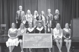 The Cook County High School branch of the National Honor Society held its induction ceremony on April 23. In the front row are new inductees (L-R) Annika Stone, Molly Zafft, Ashley Deschampe, David Bergstrom, Ashley Ross, Cecelia Olsen, Michaela Buchheit. (L-R, middle) Sarissa Falk, Sterling Anderson, Mara MacDonell, Katie Vander Heiden, Colin Everson. (L-R, back) Kyle Martinson, Megan Lehto, Anna Carman, Audrey Summers, Ben Seaton, Rachel Wieben. (Not pictured: Sarah Larsen)