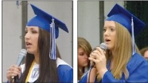 Ashley Deschampe (left) and Bekah Laky sang a medley of touching songs—Don’t Forget to Remember Me and I Will Remember You.