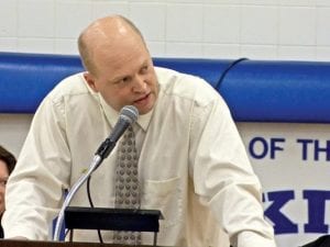 Mitch Dorr, social studies teacher and coach at CCHS, was asked to be the commencement speaker. Like the valedictorian and salutatorian, he had to pause to compose himself a couple of times during his address to this special class.