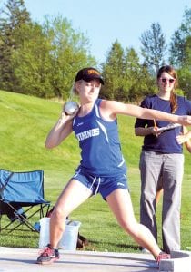 Sophomore Jessica Berg-Collman (left) is only about 5’4” and weighs 120 pounds but she can throw the shot put a long way! Jessica was one of the three Vikings to qualify for the Section 7A meet where she placed 12th. Molly Zafft (above left) and Peter Warren (above right) both placed 4th in the 100 meters. Molly also placed 4th in the 200 meters and Peter finished 7th in the 200 meters. They are pictured giving it their all in previous events.