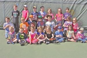 2012 USTA Jr.Team Tennis - QuickStart 8 & Under Division: (L-R, back) Tanner Berglund, Anna Heeren, Jacob Dorr, Jonah Schmidt, Anna Hay, Amy Carpenter and Isaac Sandstrom. (L-R, middle) Jack Corwin, Derek Smith, Paul Dorr, Tucker Foley Bakko, Nate Bilben, Brayden Schmidt, Riley Goettl and RaeAnne Silence. (L-R, front) Amery Oberg, Andrew Hallberg, Trinity Rude, Katie Carpenter, Kamryn Johnson, Weston Heeren, Alessandra Duclos and Martine Redshaw. Not pictured: Sienna Deneweth, Jules Deneweth, Ray Dressely, Flynn Callender, Ella Hedstrom, Cayden Zimmer, Greta Roth, Fiona Walton and Charlet Waver.