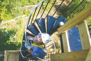 Casey Fitchett climbs the spiral staircase that takes participants up to the top of the platform dubbed “Stairway to Heaven.” Casey showed no fear as she climbed the steps despite the fact that the staircase gently sways in the breeze 45 feet off the ground.