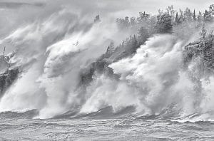 Layne Kennedy, a long-time instructor at North House Folk School, recently won second place in the Seventh Annual Black and White Spider Awards in the professional/nature category for this photo, Wrath of Superior. He took the photo while teaching a class at North House. A northeaster blew in and he whisked his students down to Tettegouche where he knew the waves would be fearsome.