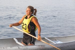 The joy of the race is apparent in this photo of a racer coming back to shore. There were a record number of racers this year.