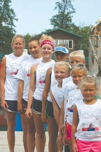 By far the best looking and easily the most blond team at the Namekagon River Roll-Off was the North Shore Rollers. From front to back, Taylor Everson, Paige Everson, Luke Johnson, Sophie Eliasen, Reilly Wahlers, Jessica Berg-Collman, Wellesley Howard-Larsen and Julie Collman.