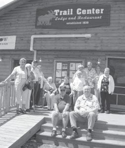 On Monday, July 9, seniors traveled up the Gunflint Trail on a “Mystery Trip,” enjoying lunch at Trail Center. (L-R, front) Fred Schmidt and Tom Hedstrom. (L-R, back) Kaye Kraft, Honey Rosen, Howard Allen, Nona Smith, Gladys Anderson, Esther Sorlie, Gert Erickson, Warren Anderson, Bill Shaffer, Kristen Anderson, Cathy Borka.