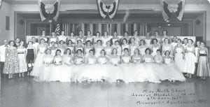 The Miss North Shore Contest, once a tradition at Fisherman’s Picnic, is no longer held in Cook County. However, memories of the honor—and responsibilities live on. This photo, shared with the Cook County News-Herald by Nancy Waver of Grand Marais, shows Miss North Shore at the Minneapolis Aquatennial in 1952. According to a note on the photo, Miss North Shore Laverne Neudahl is in the second row, sixth from the left.