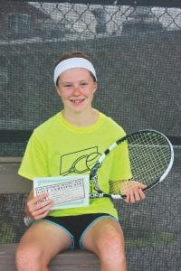 Far left: Fisherman’s Picnic 2012 girls' 14 singles tennis champion was Sarah Ismail from Midland, Michigan and Hovland.