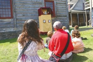 Life at Rendezvous was not all work. Communities were sometimes visited by puppeteers. The fellow offering this Punch and Judy show described the performance as The Simpsons or Tom and Jerry of the day. He stressed that it was only a “cartoon” when Punch beat his wife, his horse, the village doctor and tricked the hangman into his own noose.