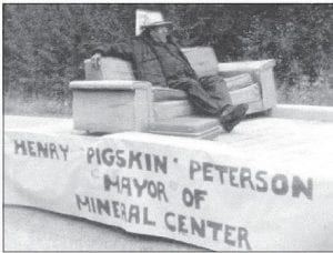 Billy Blackwell of Grand Portage shared this photo of a parade that was held at Rendezvous Days sometime in the 1960s. Blackwell said the float was a remembrance of the former townsite of Mineral Center and the people who lived there. On the “float” is Henry “Pigskin” Peterson who was one of the last residents of the town.