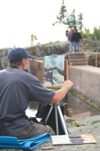 Matt Kania of Duluth painted one of the well-traveled paths on The Point.