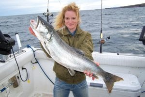 Louise Abelon was the winner of the contest with this 12.5-pound, 33.5-inch lake trout caught aboard Tofte Charters with Captain Darren Peck.