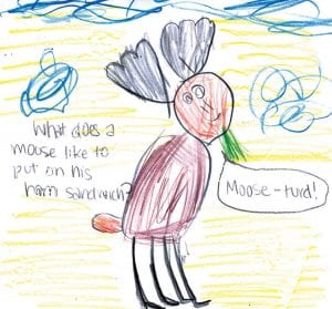 Congratulations to the Cook County News-Herald Moose Cartoon Contest Winners! T. Spaulding, 5, Grand Valley, MN won in the 0-6 age group with this silly ham sandwich cartoon.