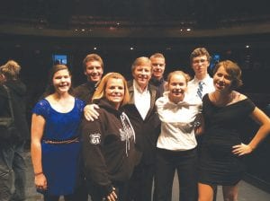 Members of the Cook County High School band participated in the University of Minnesota-Duluth Honor Band performance on Saturday, November 3. At the concert were Sarah Larsen, Luke Fenwick, CCHS Band Director Kerri Bilben, Dr. Frank Ticheli, Colin Everson (behind), Libby Zafft, Bjorn Johnson, Mara MacDonnell.