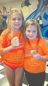 Paige and Taylor Everson both won bronze medals in their age group at the log rolling national championships held in Hudson, Wisconsin. Both girls are members of the Northshore Rollers log rolling team. Paige has been rolling for about three years while Taylor is new to the sport. They are the daughters of Tony and Andrea Everson of Grand Marais.