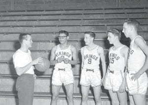 Vikings basketball will be starting soon, so we thought a look back at a few of the Viking boys’ basketball players would be fun. Joan Toftey Schroeder shared this photo from her dad’s collection. Her dad is Ade Toftey, former Cook County News-Herald publisher. Joan was not sure who all the Vikings are—do you know? (L-R) Coach Dale Hanson, unknown, unknown, Marshall Fenstad, Dean Nelson.