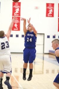 right: Justine Goldstein hit three long-range shots against the Panthers. One of the keys to the Vikings' success this year will be whether Goldstein can continue to keep defenses loose with his ability to hit the 3-point shot.